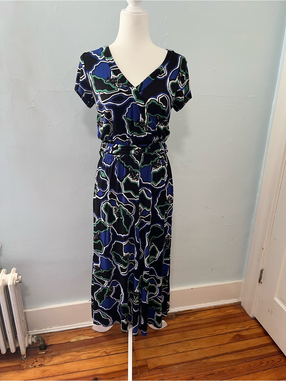 Chico's Black, Blue & Green Abstract Print Dress